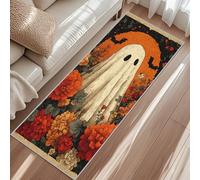 Tapis Fantôme, Tapis Entree Chauve-Souris Feuille Fleur Pivoine, Rugs 50x80cm pour Chambre Passage Sortie Carpet Poils Ras Antidérapant Lavable en Machine