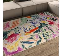 Tapis Ferme Rustique Abstrait fauvisme Lavable antidérapant Poil Ras Doux Fin léger Tapis Salon Chambre Salle à Manger Bureau Maison Salle de Jeux arpette 90x150cm