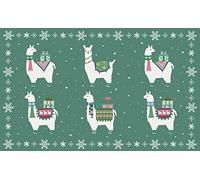 Tapis Flamas Vert-02 (40 x 65 cm), PVC Polyester, antidérapant, Lavable, résistant à la Chaleur, possibilité de chemins de Table et de Sets de Table Assortis.