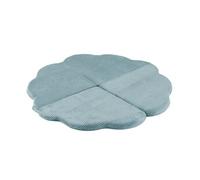 Tapis fleur 115x115x5 cm velours côtelé bleu