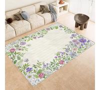 Tapis Fleur 60x120 cm Texture Douce Cachemire Anti Dérapant Tapis Pastoral Nature 3D Imprimé Motif Nettoyage Facile à l'Aspirateur ou en Machine Convient pour Salle de Bain Cuisine Entrée Carpet