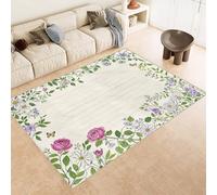 Tapis Fleur 60x90 cm Texture Douce Cachemire Anti Dérapant Tapis Pastoral Nature 3D Imprimé Motif Nettoyage Facile à l'Aspirateur ou en Machine Convient pour Salle de Bain Cuisine Entrée Carpet
