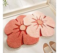 Tapis fleuri absorbant ＆ Séchoir rapide tapis en forme de fleur 18x28 pouces non glissée Mat de bain de fleur machine lavable Matte de bain mignon pour la salle de bain Cuisine de chambre à coucher,