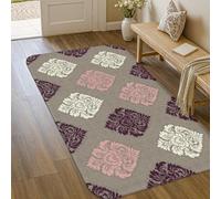Tapis floral élégant traditionnel carré orné, sans violet, tapis rectangulaire à poils ras en éponge qui ne perd pas ses poils, salle de bain, entrée, chevet, buanderie, décoration de salle de bain