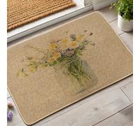 Tapis floral printanier coloré de fleurs sauvages pour décoration d'entrée intérieure et extérieure, antidérapant, imperméable, anti-poussière, facile à nettoyer, 29 x 17 pouces
