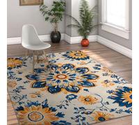 Tapis Floraux Lumineux Modernes botanique Chic Boho Vibrant Tapis Pliable antidérapant à Poils Ras pour Salon Chambre à Coucher Chambre d’Enfant 120x180cm