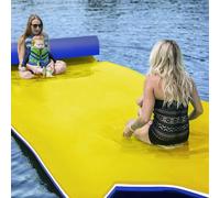 Tapis Flottant à Eau, 3 Couches de Mousse XPE, Tapis Flottant pour Loisirs Aquatiques, Île Flottante pour Piscines, Lacs et Plages,Jaune,3.5m x 1.8m x 3.3cm