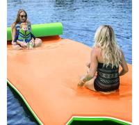 Tapis Flottant à Eau, 3 Couches de Mousse XPE, Tapis Flottant pour Loisirs Aquatiques, Île Flottante pour Piscines, Lacs et Plages,Orange,2.7m x 1.5m x 3.3cm