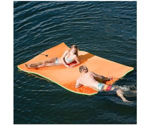Tapis Flottant, Coussin d'eau Flottant avec Technologie Anti-déchirure pour mer, lac, Piscine,Orange,3.5m x 1.8m x 3.3cm