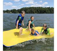 Tapis Flottant D’Eau Lac en Mousse Nénuphar pour Les Loisirs Aquatiques Et Relaxant Tapis De Nénuphar pour La Fête, Coussin Flottant Familial pour Flotteur De Piscine, Yellow, 4.5m x 1.8m x 3.3cm