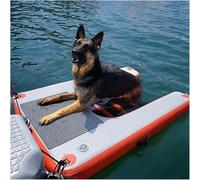 Tapis Flottant de Pont Chien Bateau Rampe Ponton pour Les Grands et Petits Chiens, Plateforme de Dock Gonflable avec Pompe, Corde et kit de réparation, Tapis Anti-dérapage EVA Safe(Red)
