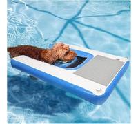 Tapis Flottant de Pont Chien Bateau Rampe Ponton pour Les Grands et Petits Chiens, Plateforme de Dock Gonflable avec Pompe, Corde et kit de réparation, Tapis Anti-dérapage EVA Safe(Blue)