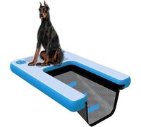 Tapis Flottant de Pont Rampe d'eau de Chien pour Dock, Rampe de Piscine à échelle Flottante avec Pompe/Corde/kit de réparation, Plateforme de Dock Gonflable pour Les Chiens jusqu'à 60 kg(Blue)