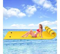 Tapis Flottant Piscine, 3 Étages Matélas Américain Flottant en Mousse XPE pour 1-2/3-5/4-6 Personnes Charge 300-400KG Covient À Lac, Plage,Jaune,2.7 m x 1.4m x 3.3cm