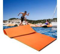 Tapis Flottant Piscine en Mousse XPE pour Piscine Plage Lac, Hamac Flottant Piscine avec Oreiller Roulé pour Sports Nautiques, Bronzage D'Eté,Orange,4.5m x 1.5m x 3.3cm
