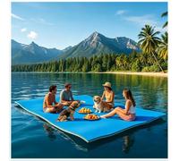 Tapis Flottant Piscine en Mousse XPE pour Piscine Plage Lac, Hamac Flottant Piscine avec Oreiller Roulé pour Sports Nautiques, Bronzage D'Eté,Bleu,250x90x 3.3cm
