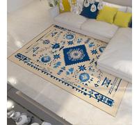 Tapis Folk Art Floral Géométrique Traditionnel Tapis Rectangulaire Antidérapant À Pou pour Salon Chambre Buanderie Cuisine 60x90cm