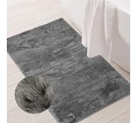 Tapis foncé pour Bain « Imitation Fourrure de Lapin » lavable | doux anthracite