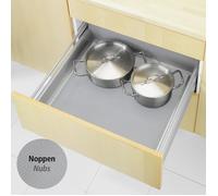 Tapis fond de tiroir avec picots, tapis antidérapant tiroir, protection tiroir cuisine, découpable, plastique, 150x50 cm, gris