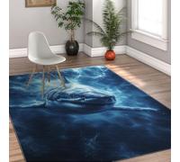 tapis for 160x200cm - salon chambre Unique Design Machine lavable carpette Blue Soft Large descente de lit Deep Sea Animal Shark Pattern with antiderapant Backing Floor salle a manger moderne