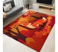 Tapis Forêt renard découpe papier 3D ludique pour salon, tapis antidérapant et doux lavable Antidérapant, à poils courts et ne perd pas ses poils pour chambre à coucher, cuisine, bureau - 80 x 120 cm