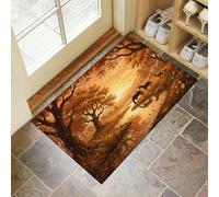 Tapis Forêt Rivière D'Automne - Paillasson Antidérapant Animaux Du Coucher Soleil 45X75Cm, Tapis Ď'Entrée En Lavable, Paillasson De Bienvenue Couleur Orange Pour Porte Đ'Entrée Salle Ďe Bain Chambre