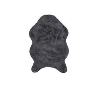 Tapis Forme Peau de Bête 60x90cm Imitation Fourrure Fine Gris Anthracite - SNUGLY -