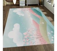 Tapis Frais de rêve Spring Cherry Blossom Rainbow Carpets colorés Moquette antidérapante Lavable pour Salon Chambre Salle à Manger Appartement Décoration du Sol 120x240cm