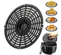 Tapis Friteuse à Air Réutilisables, Tapis Cuisson Friteuse à Air, Air Fryer Poêle Grill, Grille de Rechange Friteuse à Air avec Revêtement Antiadhésif pour Cuire Grillades, Viande, Légumes, Noir, Rond