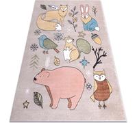 Tapis FUN Forester pour enfants, animaux, forêt beige Multicolore 200x290 cm