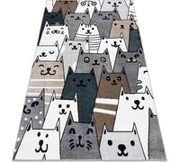Tapis FUN Gatti pour enfants, chats, animaux coloré gris gris 240x330 cm