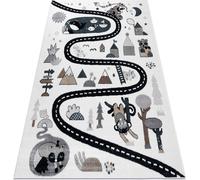 Tapis FUN Route pour enfants, rue, animaux blanc crème 240x330 cm