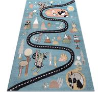 Tapis FUN Route pour enfants, rue, animaux bleu bleu 180x270 cm