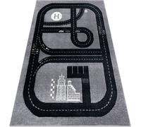 Tapis FUN Track pour enfants, rue, ville gris gris 180x270 cm