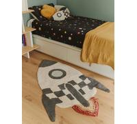 Lorena Canals Tapis lavable en coton tissé à la main pour chambre à coucher, chambre d'enfant et chambre d'enfant Motif fusée 0,8 x 1,2 m
