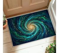 Tapis galaxie abstrait cosmique tourbillon étoilé sans revers antidérapant avec bord relié Tapis rectangulaire pour salle de bain, entrée, chevet, décoration de porte, 0,6 x 0,9 m