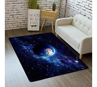 Tapis Galaxie Ciel étoilé Pour Garçons Filles Ados Univers 3D Planète Impression Tapis Chambre Salon Décoration sol Tapis Intérieur Lavable Bleu Violet Tapis Antidérapant (Coloré 4,80x120 cm)
