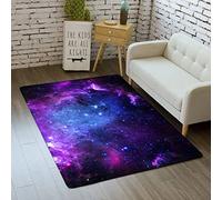 Tapis Galaxie Ciel étoilé Pour Garçons Filles Ados Univers 3D Planète Impression Tapis Chambre Salon Décoration sol Tapis Intérieur Lavable Bleu Violet Tapis Antidérapant (Coloré 3,60x90 cm)
