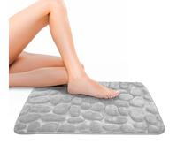 Tapis Galet Comfy XXL - Antidérapant - Mousse à Memoire de Formes - pour Chambre ou Salle de Bain - Doux au Toucher - Confortable - Gris - Motifs Relaxants - Lavable - (60_x_45cm)