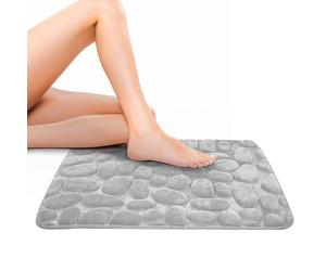 Tapis Galet Comfy XXL - Antidérapant - Mousse à Memoire de Formes - pour Chambre ou Salle de Bain - Doux au Toucher - Confortable - Gris - Motifs Relaxants - Lavable - (60_x_45cm)