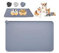Tapis Gamelle Chien, Tapis de Gamelle en Silicone pour Animaux, Tapis d Alimentation Imperméable Silicone, Tapis Gamelle Chien et Chat, Imperméable et Antidérapant, Gris, 47 X 30 cm