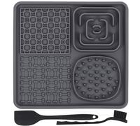 Tapis Gamelle pour Chat et Chien avec Ventouses - Silicone Antidérapant avec Grattoir et Brosse - Soulage l'Anxiété, Facilite Bain - Gamelle Anti Glouton