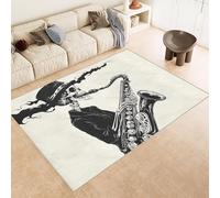Tapis Géant 180x240 cm Impression CrâNe Musical Abstrait 3D Tapis Lavable en Machine Imitation Cachemire Texture Douce et Antidérapante Idéal pour Salon Chambre Maison de Campagne et Salle de Yoga