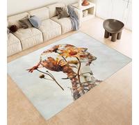 Tapis Géant 180x240 cm Impression Humain Visage Fleurs 3D Tapis Lavable en Machine Imitation Cachemire Texture Douce et Antidérapante Idéal pour Salon Chambre Maison de Campagne et Salle de Yoga