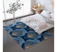 Tapis Géométrie Art Luxe Imprimé -Tapis de Convient aux Adultes et aux Enfants, Bleu Flanelle Douce Lavable Antidérapant und Confortable pour Salon ou Bureau 60 x 90 cm