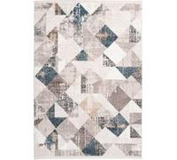 Tapis Géométrique à Franges Akropolis II Gris & Bleu 80 x 150 cm Gris