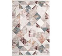 Tapis Géométrique à Franges Akropolis II Gris & Rose 120 x 180 cm Gris