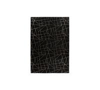Tapis Géométrique à Poils Longs Bijou Noir & Or 160 x 230 cm