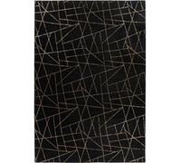 Tapis Géométrique à Poils Longs Bijou Noir & Or 80 x 150 cm Noir