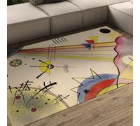 Tapis géométrique coloré en Dessin animé 90X150cm Tapis de Peinture célèbres Art Abstrait Rug antidérapant Lavable pour Salon paillasson d’entrée Nordique Moderne